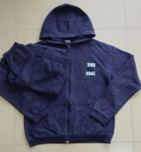 Conjunto Agasalho/jacketa e calça Dino inverno Tam 14 algodão