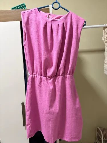 Vestido rosa de linho