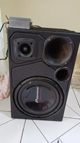 Caixa Trio Completa - Subwoofer Pioneer Cara Preta + Módulo Taramps TS400