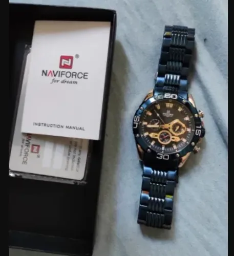 Relógio Masculino de Luxo Dourado - Naviforce, prova d'água + brinde (Novo)