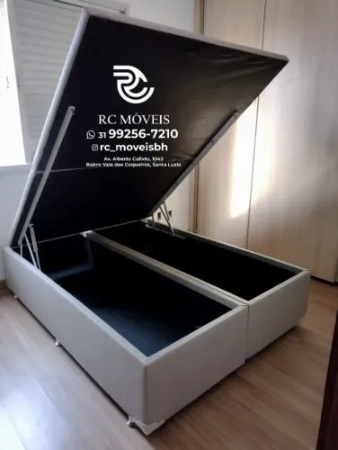 Cama box completa Baú Super King 1.93x2.03 Bipartido Blindado com Pistão a Gás | Entrega D