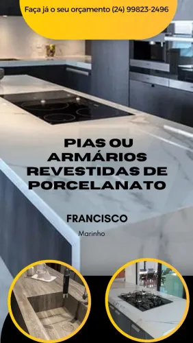 Serviços de pia ou armário personalizado com porcelanato 
