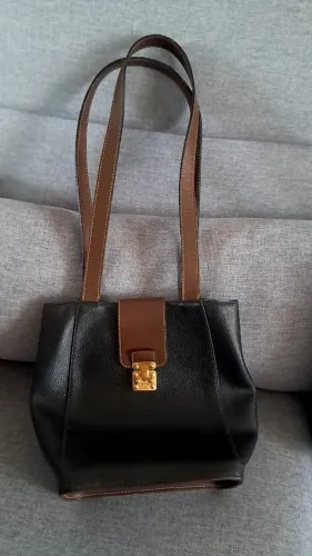 Bolsa Victor Hugo Original - Couro Legítimo - Preta e Marrom - Sem Uso