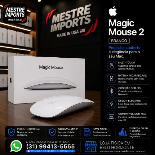 Apple Magic Mouse 2 Branco Original Novo Lacrado Pronta Entrega