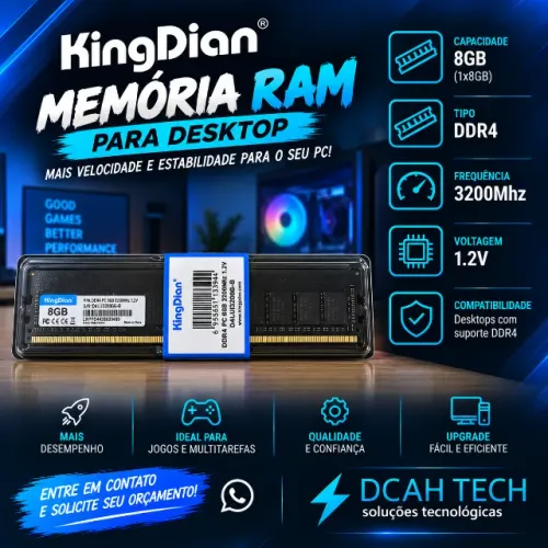 Memória KingDian para Desktop 8GB DDR4 3200Mhz