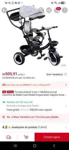 Triciclo infantil 4 em 1 pouco uso