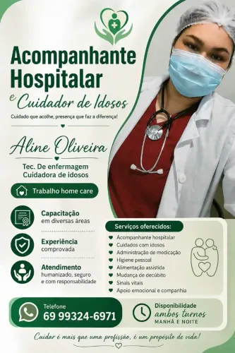 Cuidadora de idosos e acompanhante hospitalar