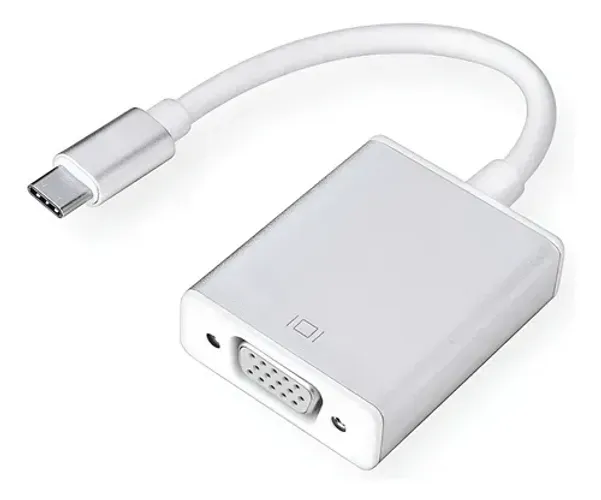 Cabo Adaptador Conversor Usb-c Type-c Macho Para Vga Fêmea Prateado - Novo