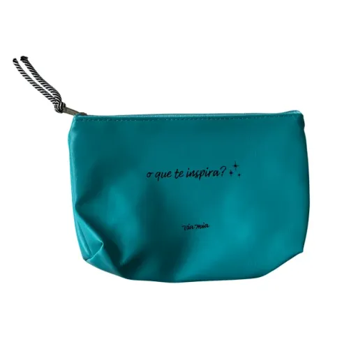 Necessaire Via Mia Azul Turquesa Bolsa Maquiagem Organizadora