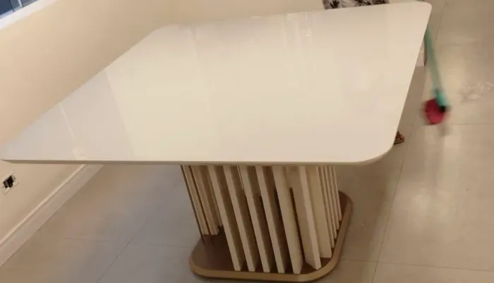Mesa 8 lugares tampo de vidro 