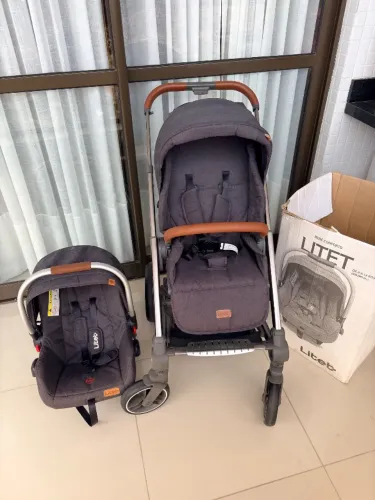 Vendo conjunto Carrinho de bebê e bebê conforto Litet