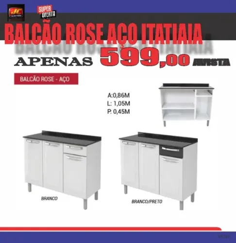 balcão rose aço itatiaia 