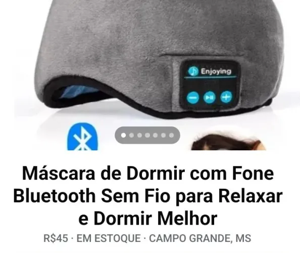 Máscara de dormir com fone Bluetooth nova 45.00 reais só hoje