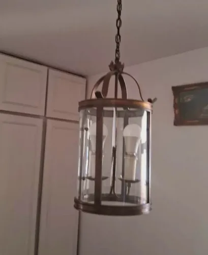 Belíssimo lustre pendente cilíndrico de vidro grosso de 2 lâmpada