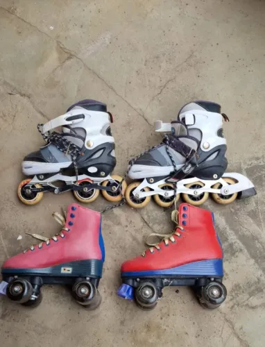Kit com 2 pares de patins - inline + quad (usados)