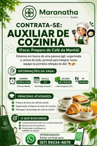 Vaga para auxiliar de Cozinha 