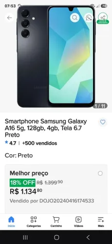 VENDO SAMSUNG A16 5G CELULAR SUPORTA CHUVA ,POEIRA ,128 GB ,770 RS
