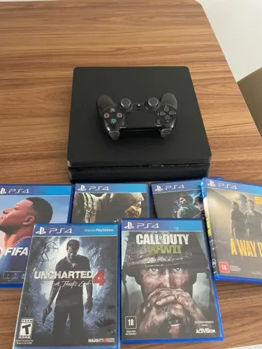 PlayStation 4 Slim 500GB + 1 controle + 6 jogos