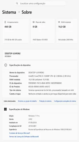 Pc Gamer I5 10400F RX6600 TROCO