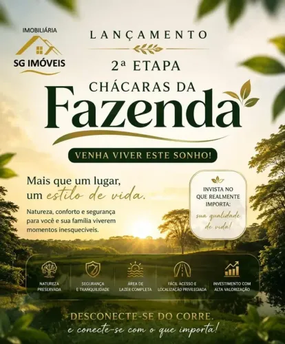 Lotes Disponíveis para Venda pré lançamento Chácaras da Fazenda 2etap corre e já Reseva o