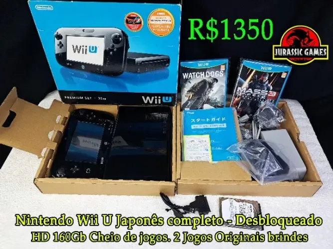 Console Nintendo Wii U Preto Japonês Completo 32Gb HD160gb