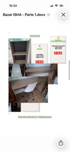 ESCRIVANINHA, ESTANTE E CADEIRA GIRATORIA