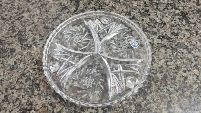 Antigo Prato para Bolo/Pudim em Cristal Bohemia
