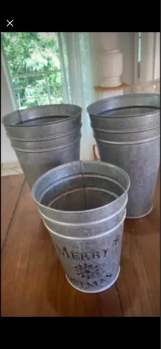 Trio de vasos cachepô decorativo rústico vintage em metal galvanizados