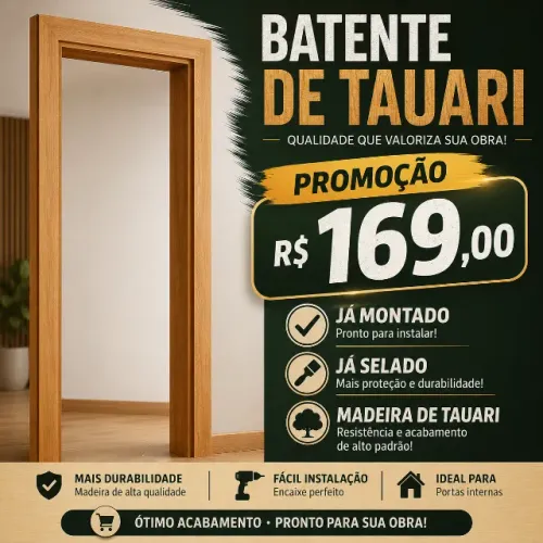 Batente de tauari montado e selado