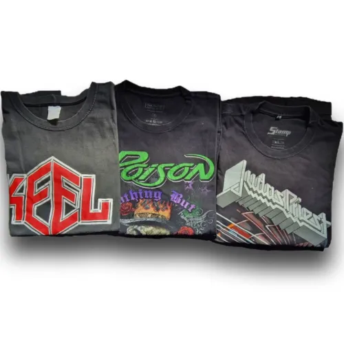 Lote 3 Camisetas Bandas Hard Rock 80s<br>80s vintage