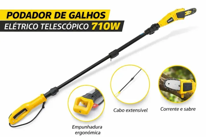 ? Podador de Galhos Elétrico Vonder 710W - Na Caixa (Excelente Estado)