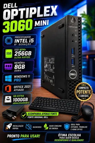 Dell optiplex 3060 mini i5 8 th 8 GB RAM SSD Nvme 256 GB + HD 1 tera