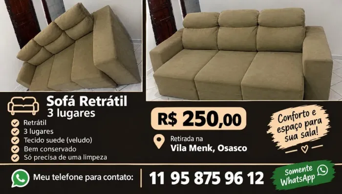 SOFÁ RETRÁTIL E RECLINÁVEL | URGENTE