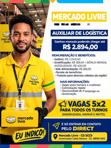 ? Indico vagas no Mercado Livre para início imediato!