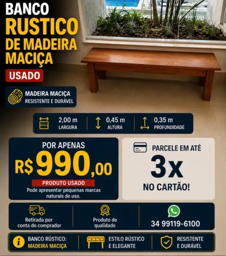 BANCO MADEIRA MACIÇA NOVÍSSIMO