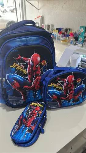 Mochila infantil feminino e masculino com bolsinha de lápis e lancheira