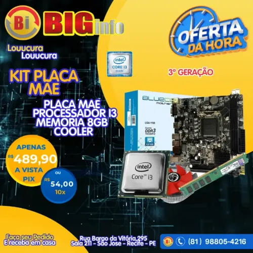 Kit Upgrade Intel Core I3 + Placa Mãe + 8gb Ddr3 - Em ate 10x Fixas
