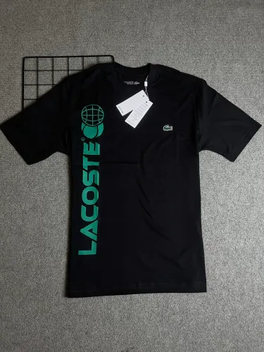 Camiseta Lacoste Sport Preta Estampada Verde