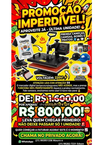 Prensa térmica para sublimação