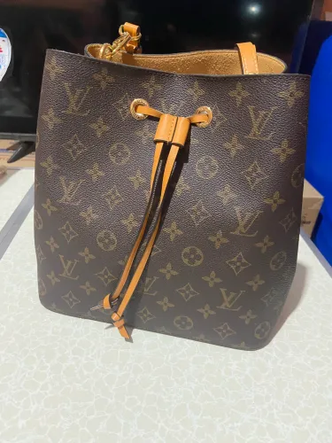 Bolsa LV couro legítimo e canvas