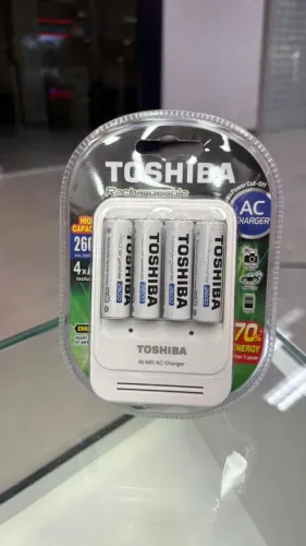 CARREGADOR DE PILHAS TOSHIBA + 4 PILHAS AA