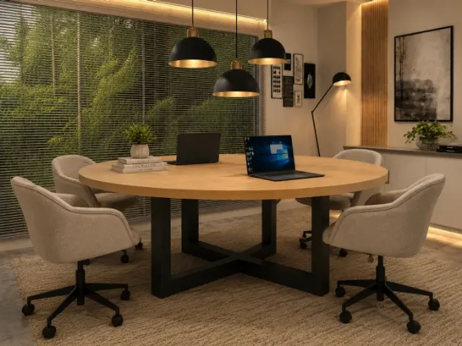  Mesa de Escritório Gold Delluxe.  Em Madeira Maciça L130CM X P130CM x A74cm