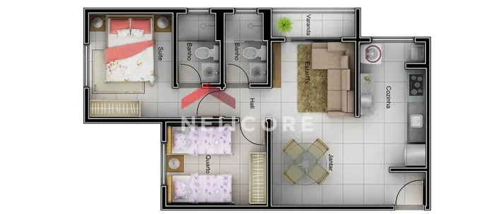 Apartamento em Rua Oscar Bernardes da Costa - Luizote de Freitas - Uberlândia/MG