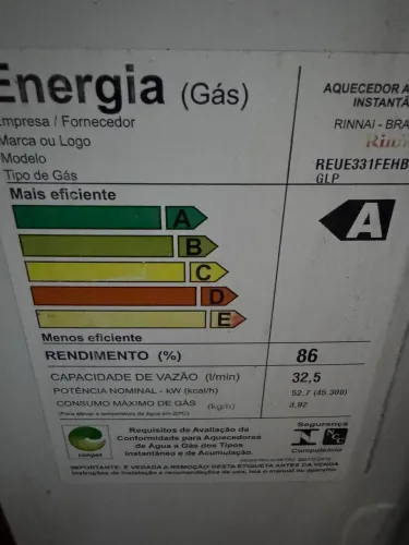 Aquecedor Rinnai 32,5/L