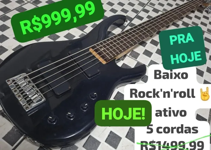 Baixo 5 cordas ativo bass contrabaixo