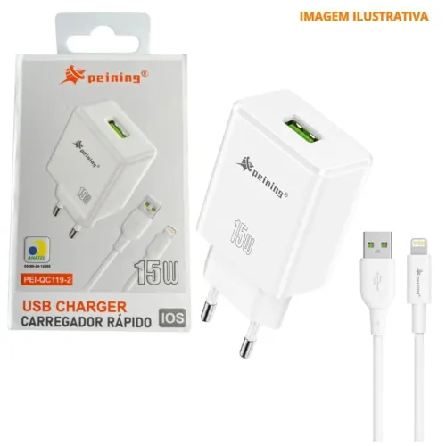 Carregador para iPhone com carregamento rápido 15w