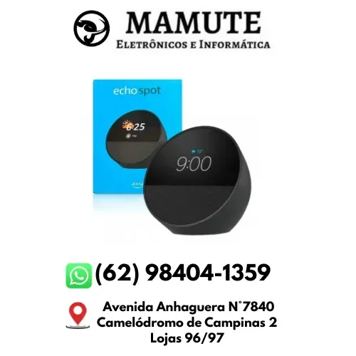 Amazon Echo Spot Preto Com Assistente Alexa Virtual Relógio