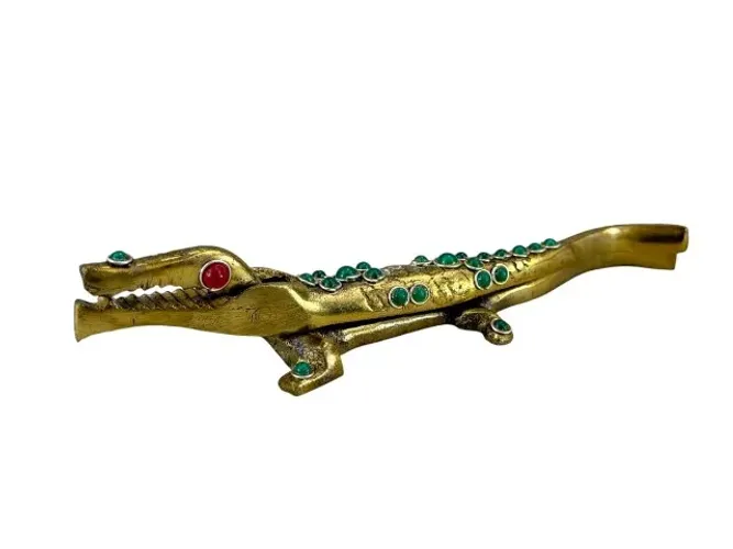 Quebra Nozes Articulado Bronze Formato Zoomórfico Jacaré - Crocodilo