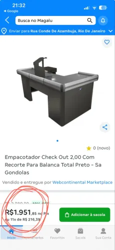 check-out de mercado vai com Gaveta 1200,00,