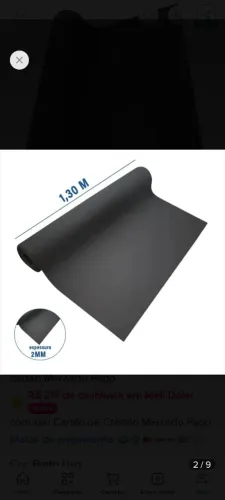 Piso Borracha PVC Laminado 2mm Liso 1,30m x 4 Metros